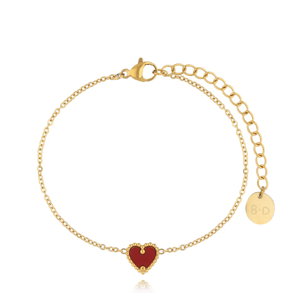 Burgundy Heart Bracelet