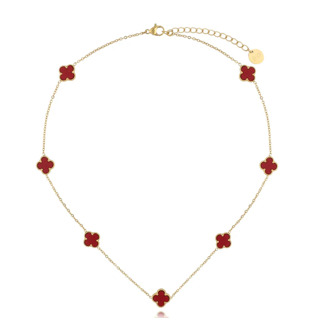 Burgundy Clover Necklace Clover