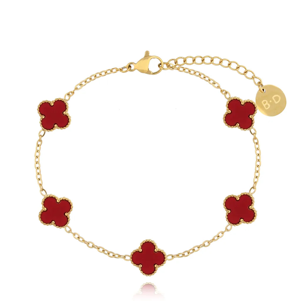 Burgundy Clover Bracelet