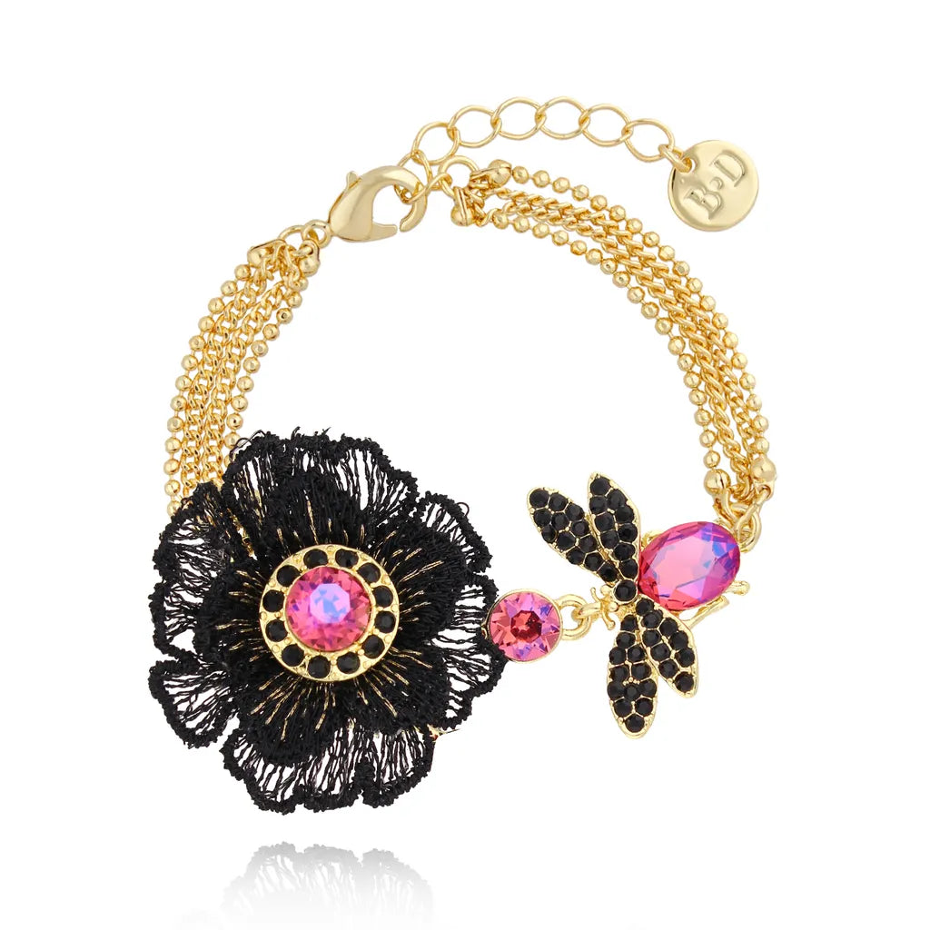 Rose Dragonfly Bracelet Fuchsia