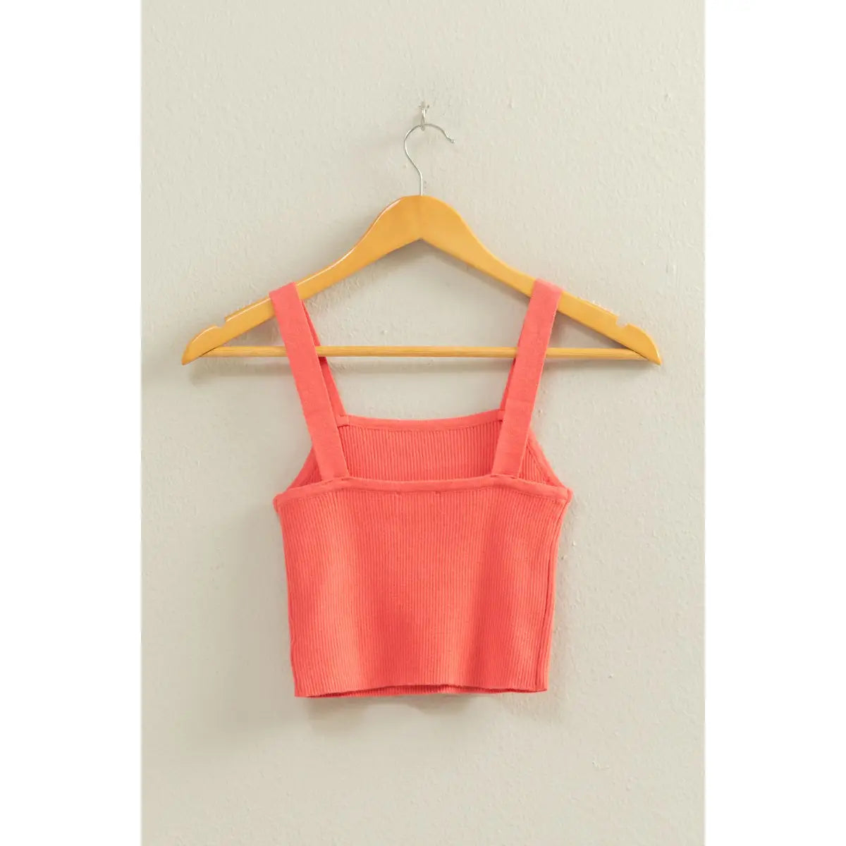 Coral Ribbed Cropped Tank Top