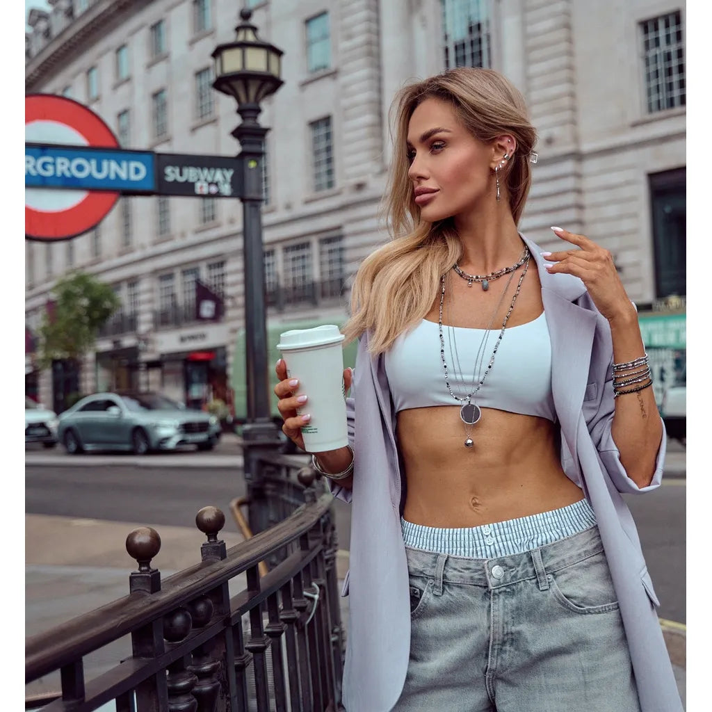 Bea Grey Silver Long Necklace