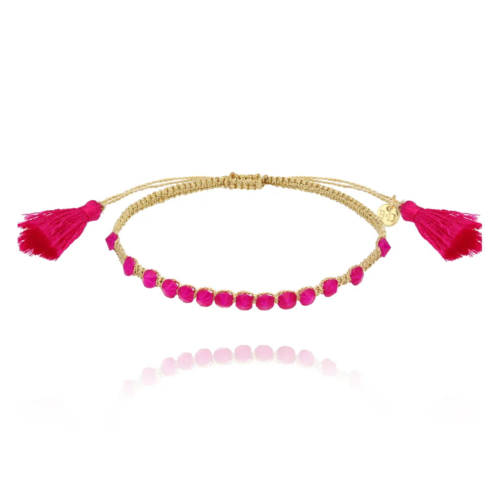 Tasha Fuchsia Gold  Adjustable Bracelet