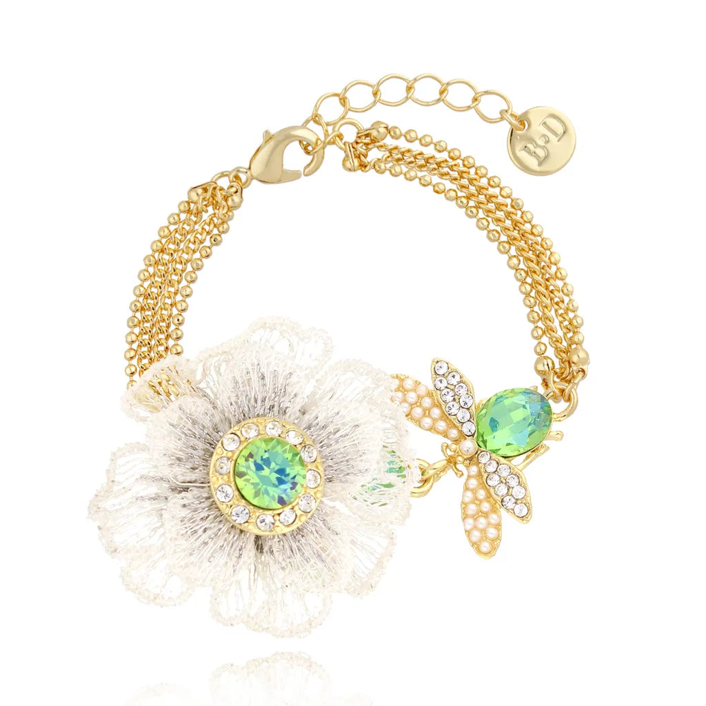 Rose Dragonfly Bracelet Lime