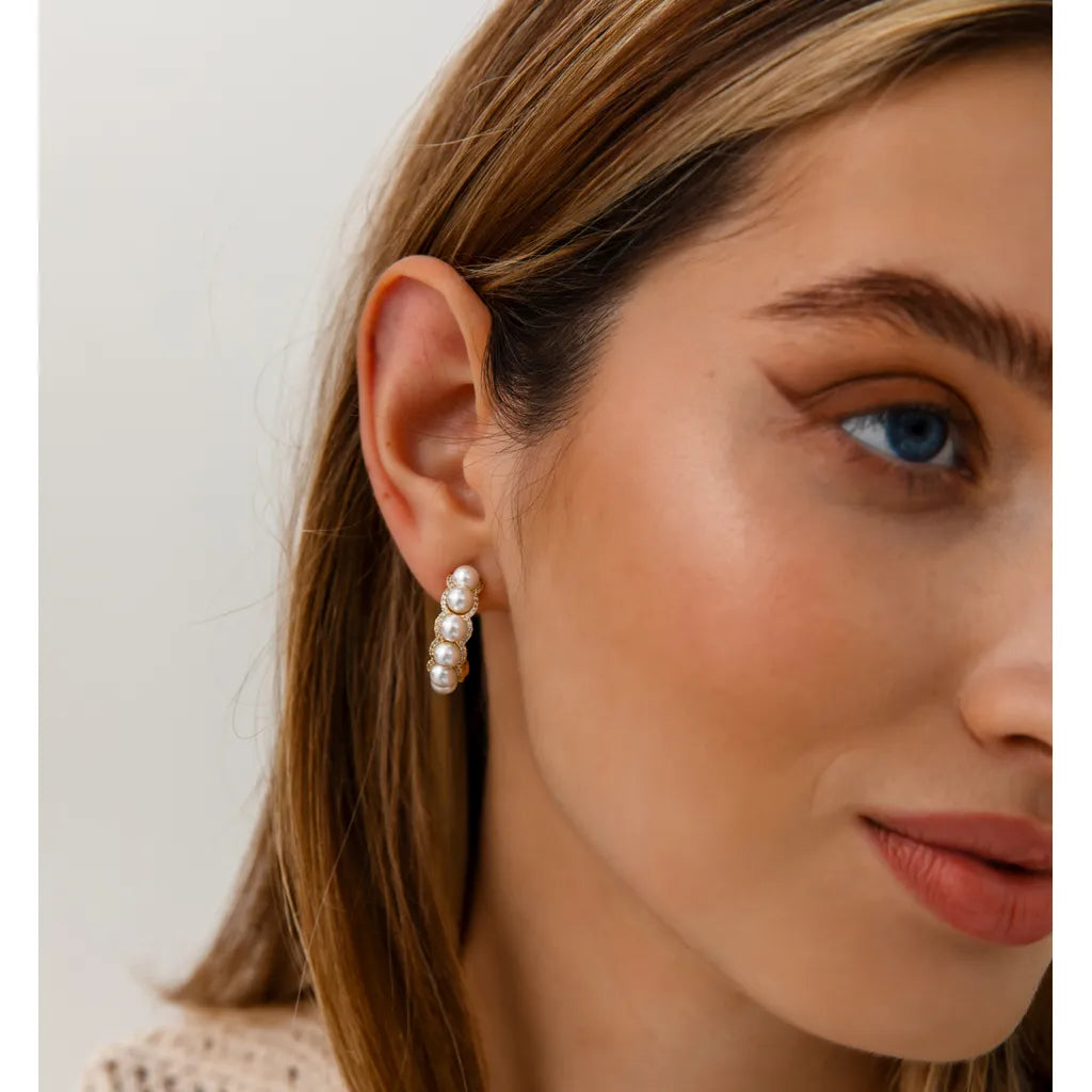 Anna Pearl Hoop Earrings