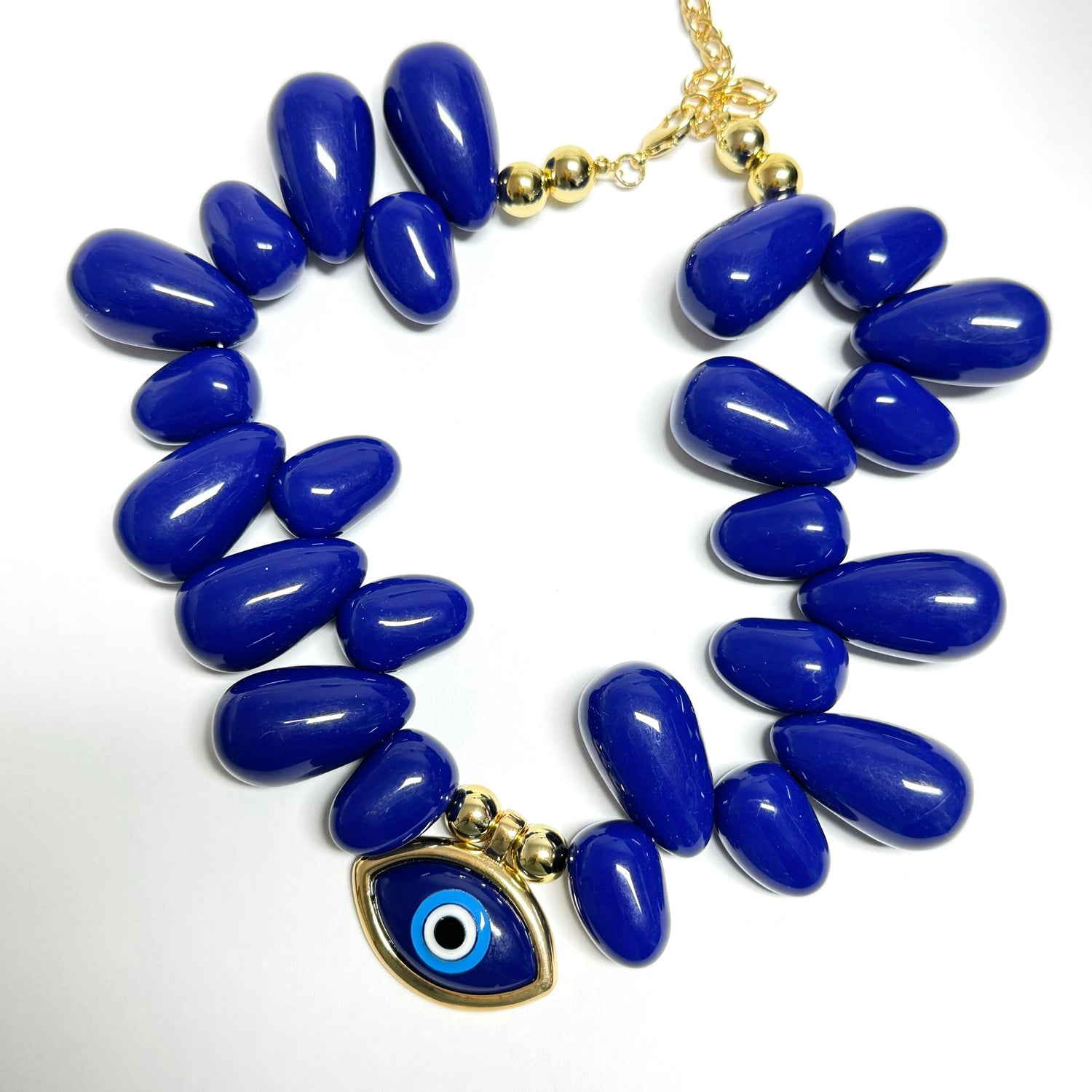Cobalt Blue Evil Eye Statement Necklace