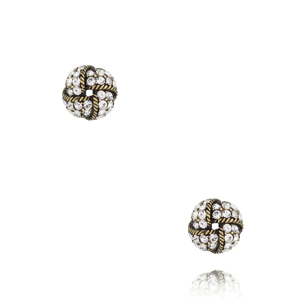 Antique Silver with Gold Zirconia Stud Earrings