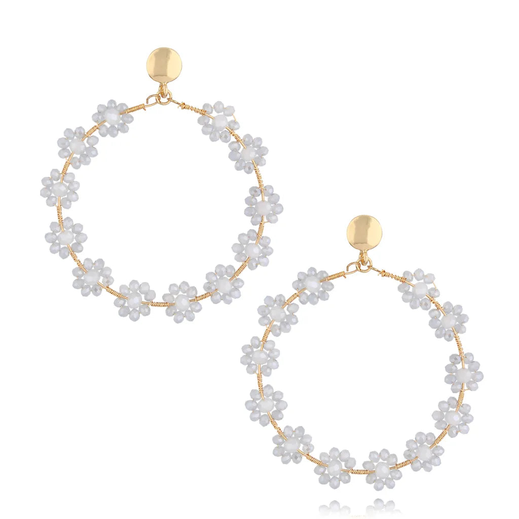 Chillout Grey Flower Hoop Earrings