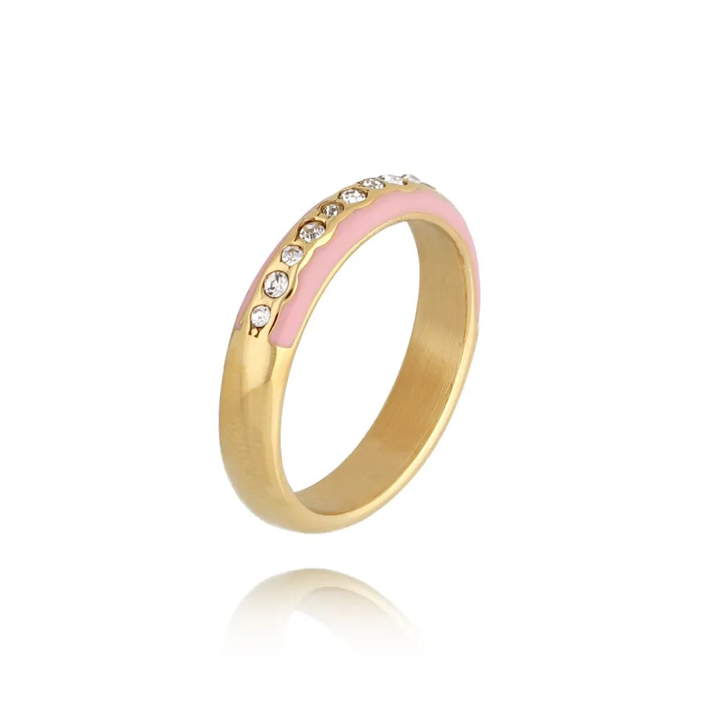 Lorelai Baby Pink Zirconia Crystal Gold Ring Size 7