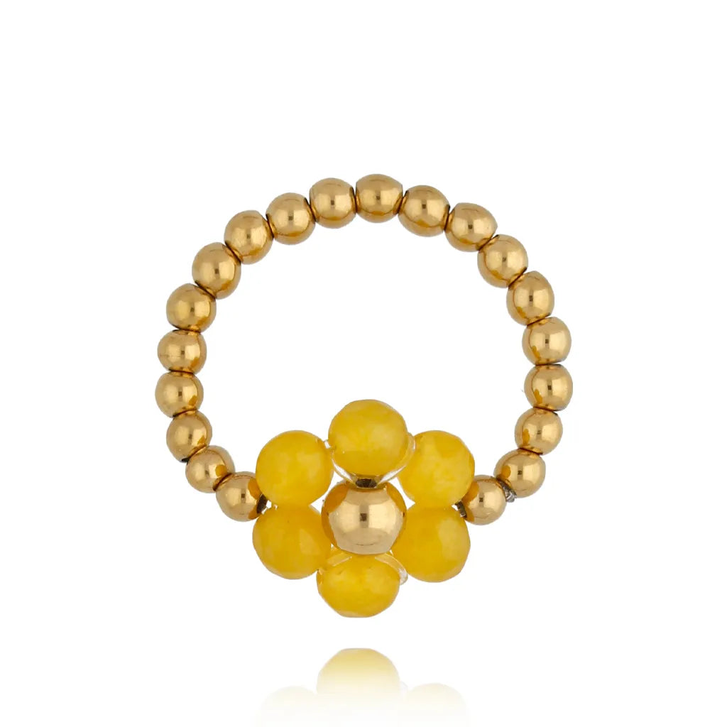 Yellow Jadeite Flower Ring
