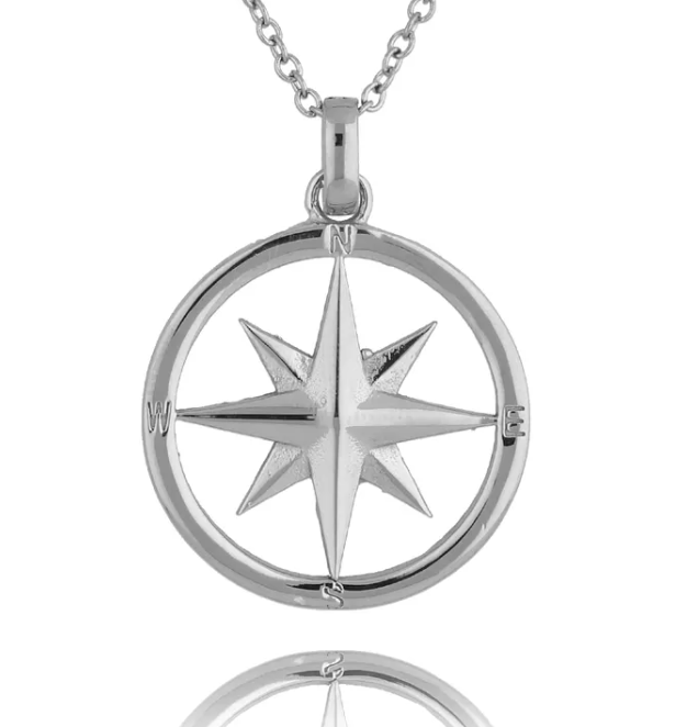 Silver Pacific Wind Rose Necklace