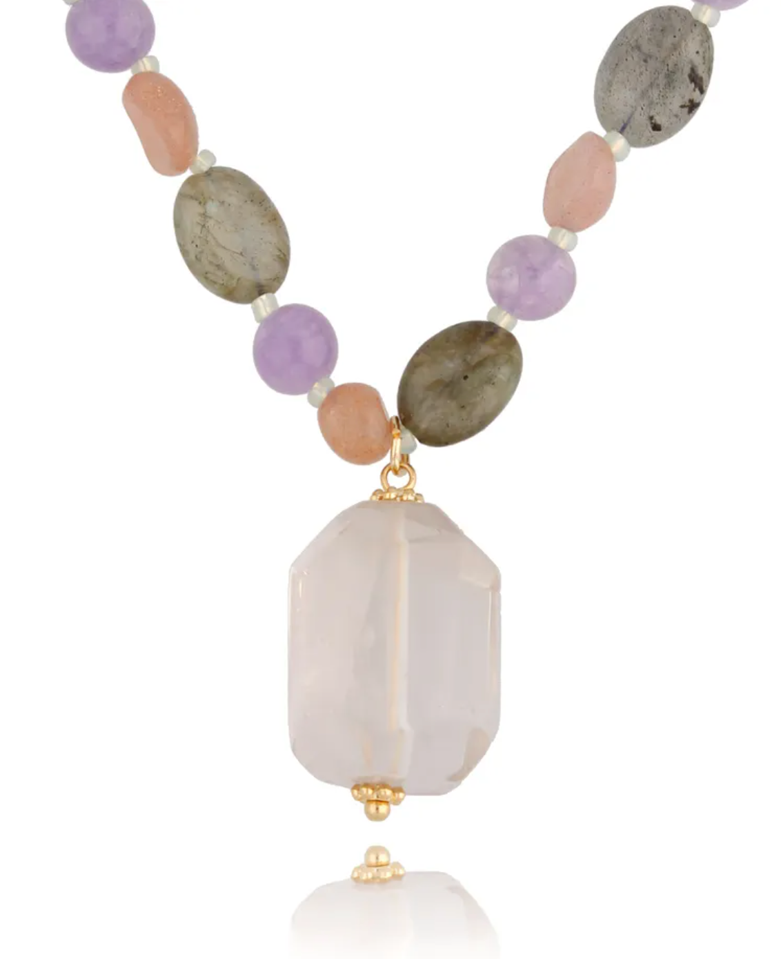 Amethyst, Labradorite, Rock Crystal Pastel Necklace