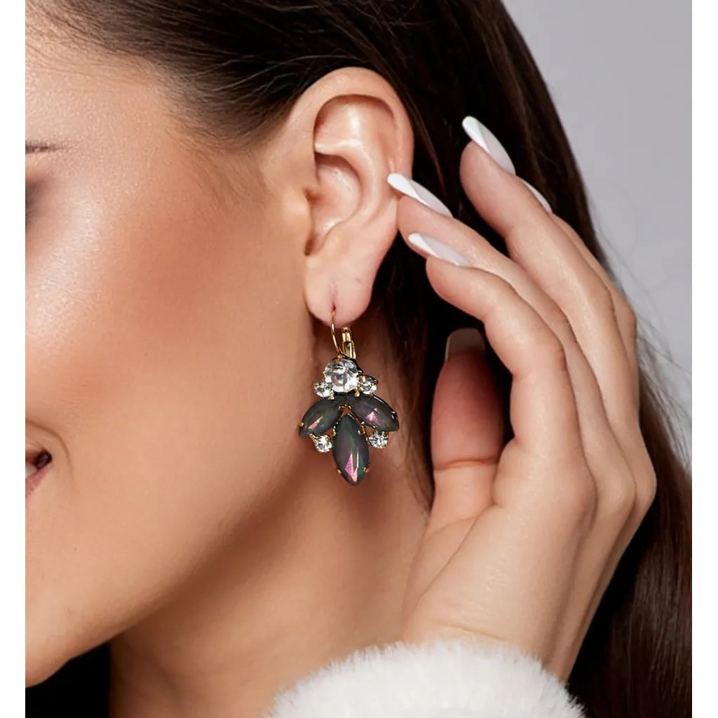 May Pink Green Crystal Earrings
