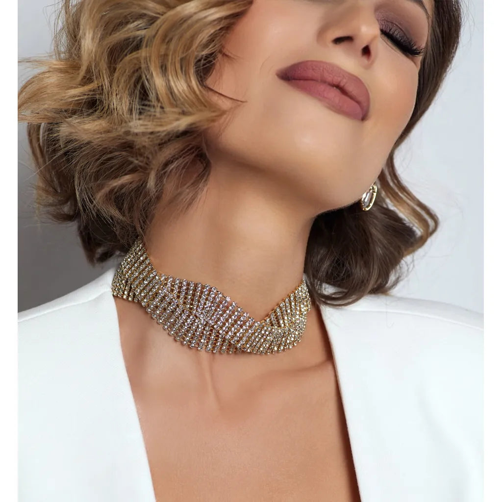 Double Twist Crystal Necklace