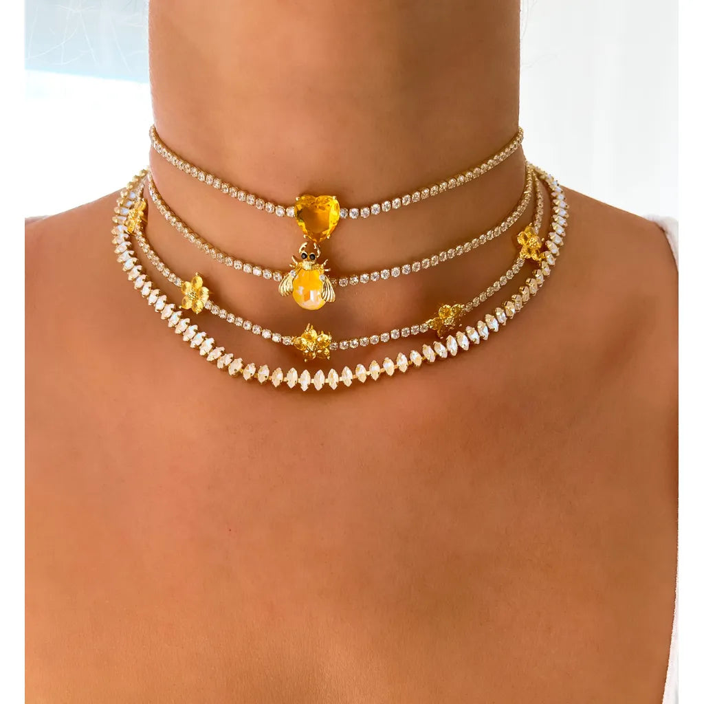Honestly Iridescent White Crystal Necklace
