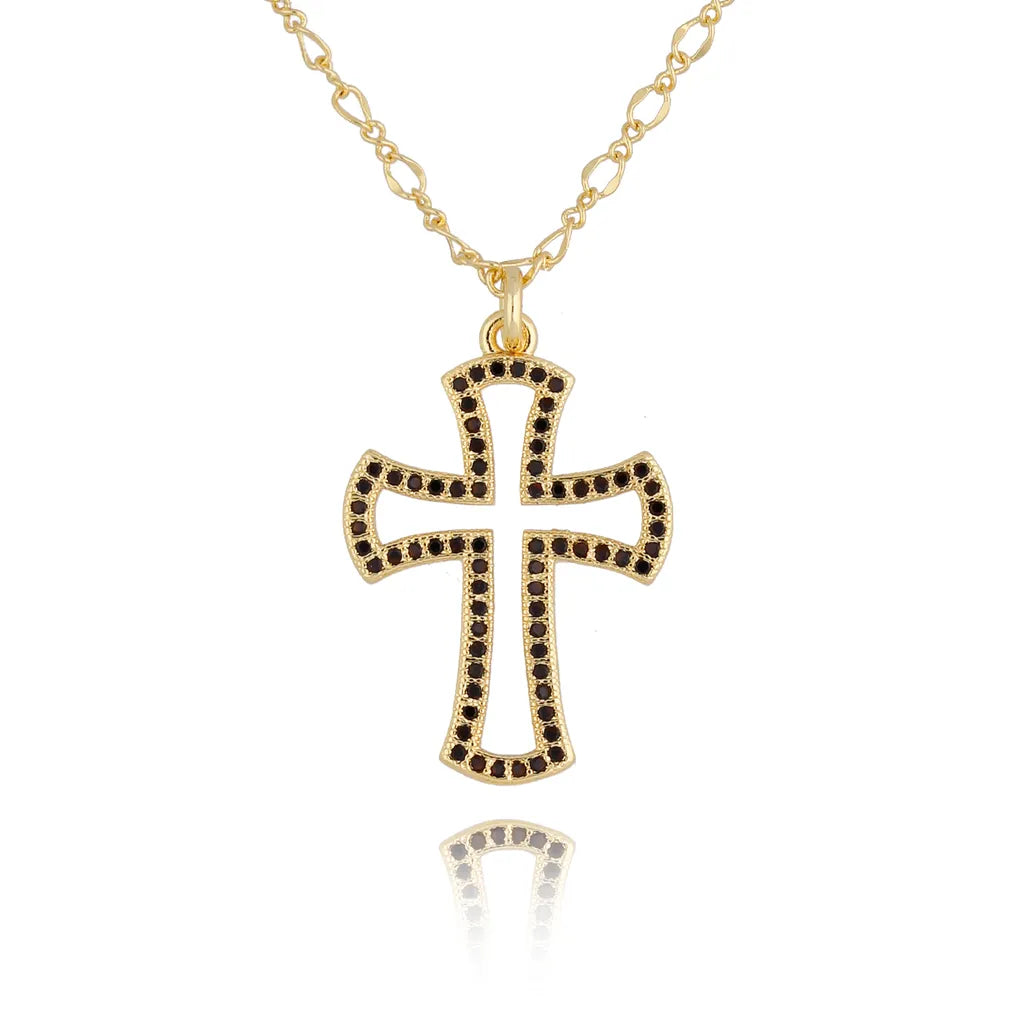 Black Crystal Cross Necklace