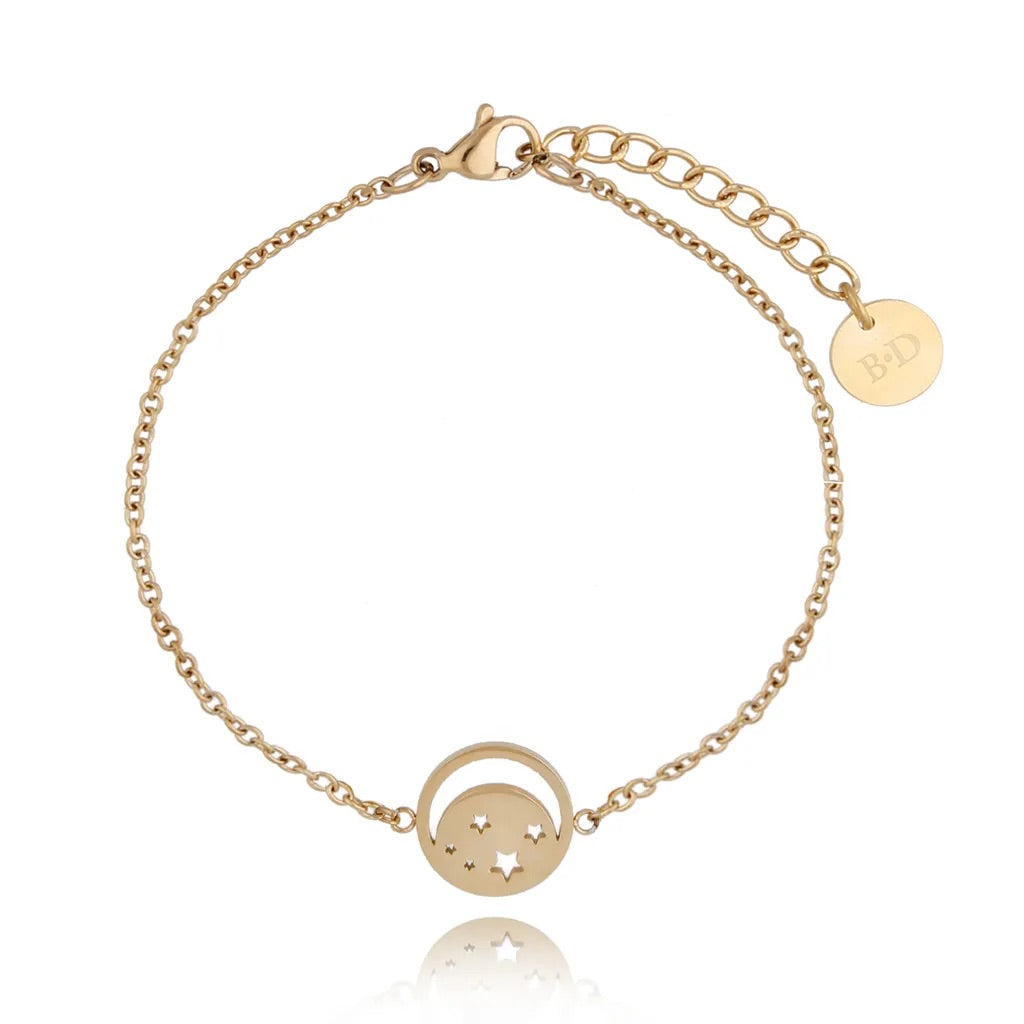 Moon and Stars Gold Dainty Bracelet