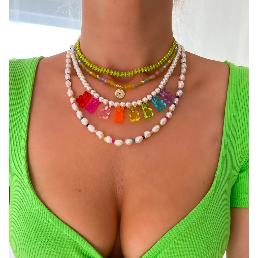 Honestly Lime Green Crystal Necklace