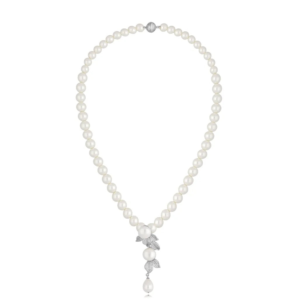 Silver Necklace with Pearls Retro Bella