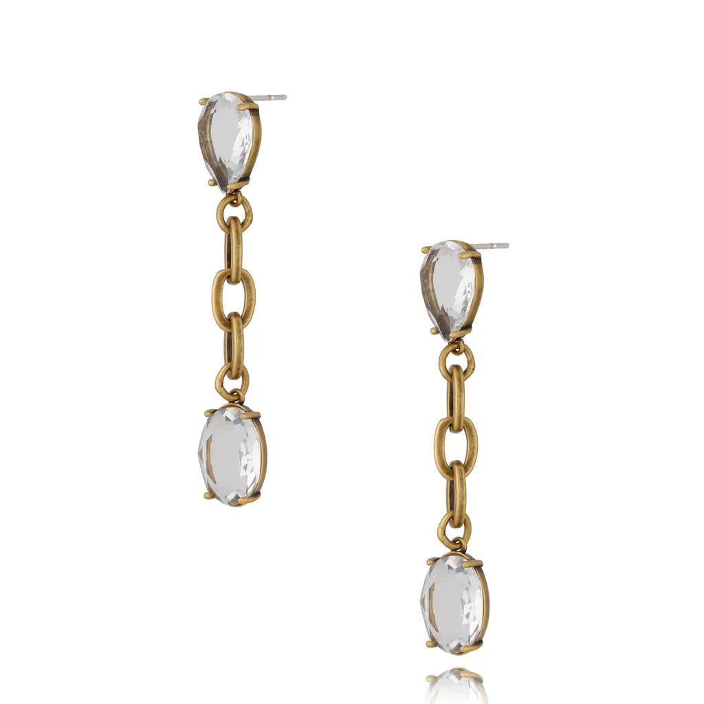 Antique Gold Crystal Dangle Earrings