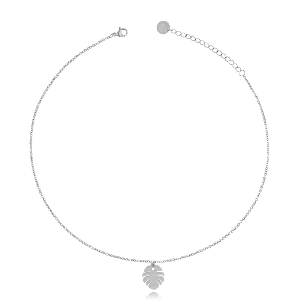 Silver Necklace with Leaf Pendant
