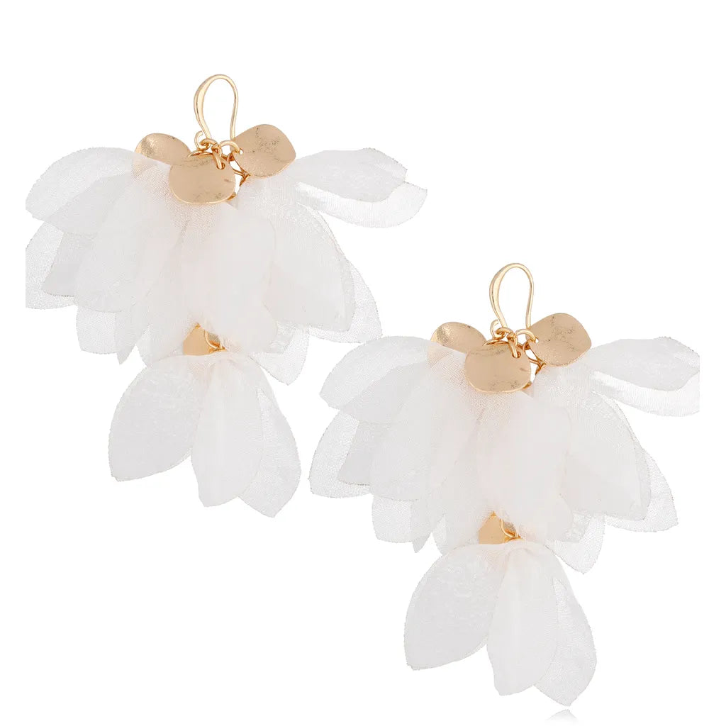 White Silk Flower Earrings Mini Vera