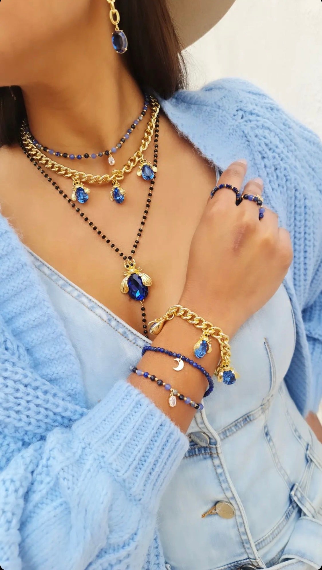 Blue Beetle Gold Chain Bracelet