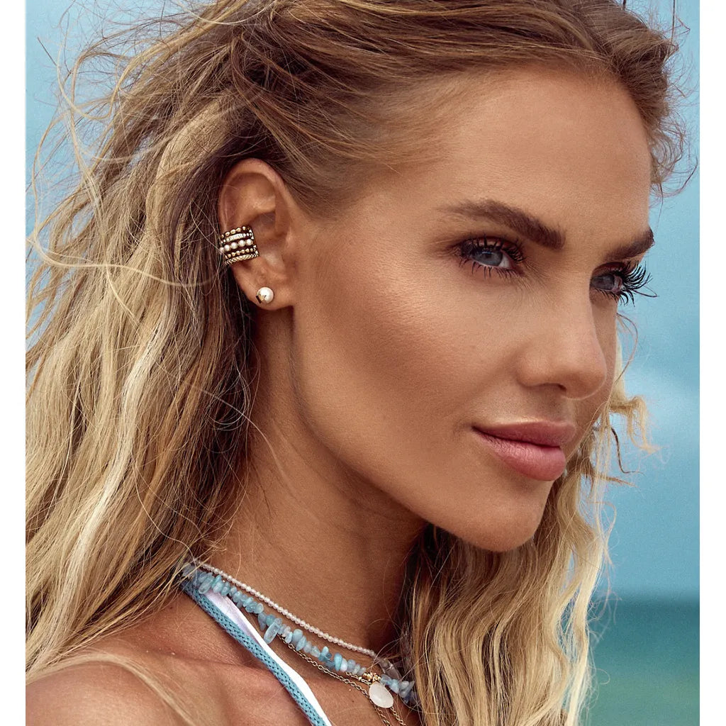 Gold Ear Cuff with Pearls