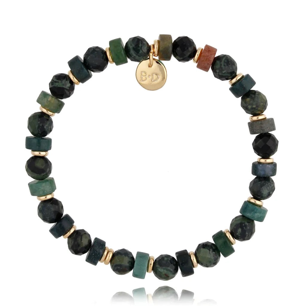 Dark Green with Agate and Jadeite Stones
