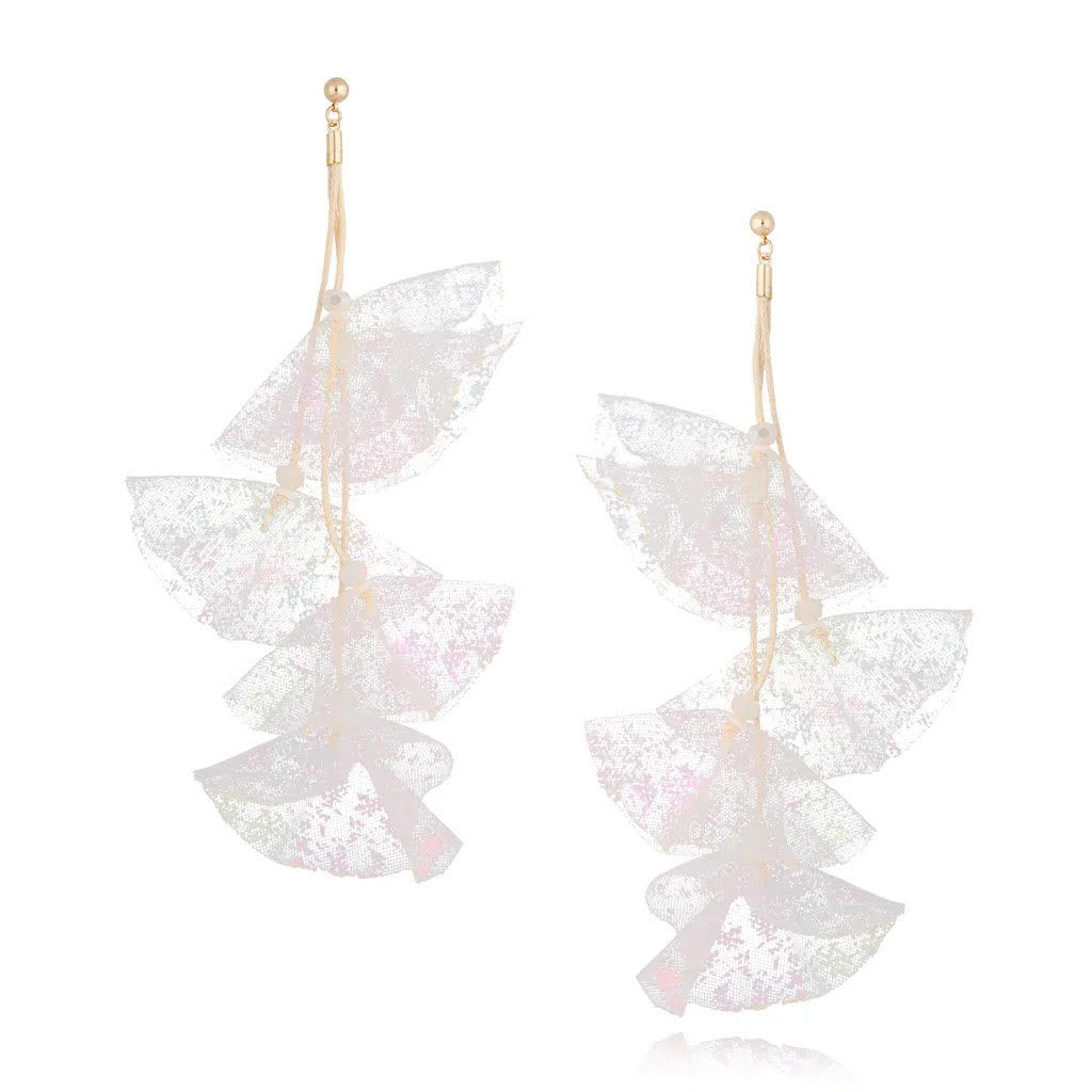 Iridescent White Blossom Earrings