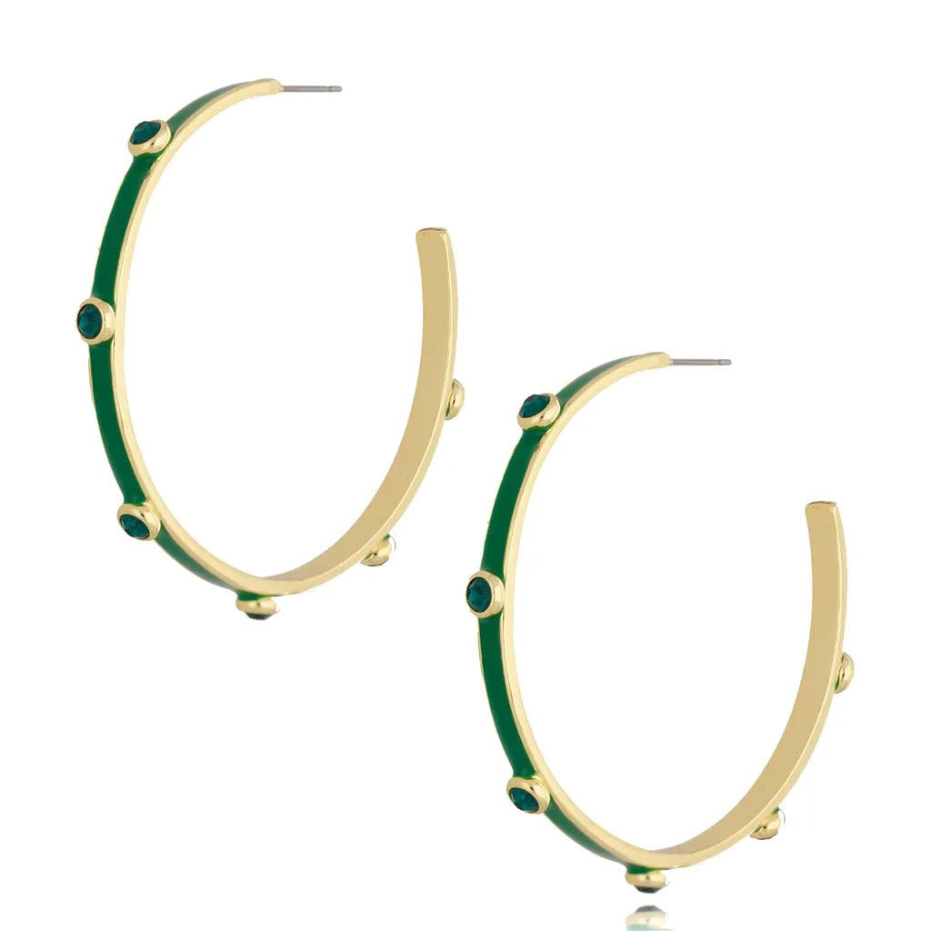 Green Hoops with Green Crystals
